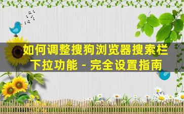 如何调整搜狗浏览器搜索栏下拉功能 - 完全设置指南